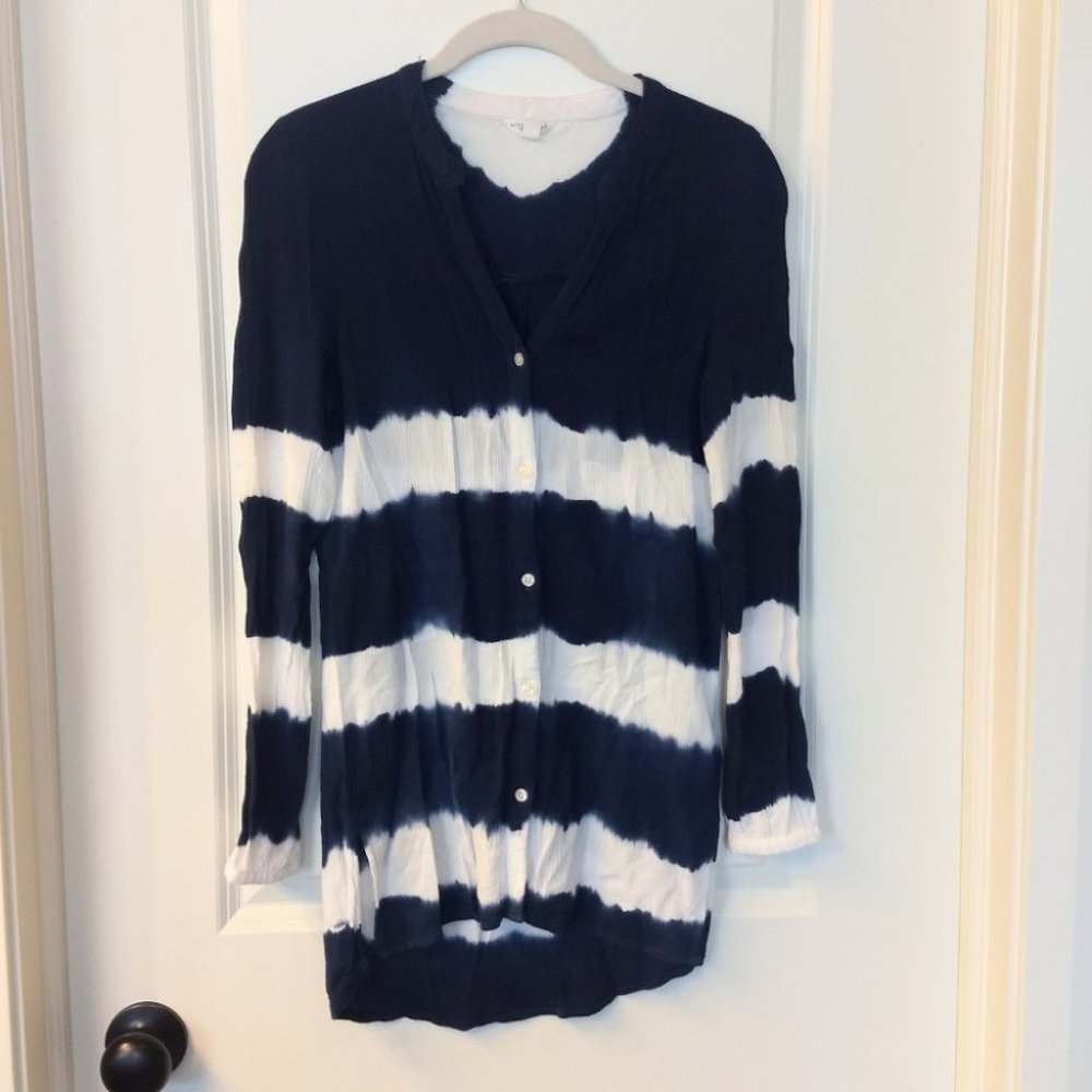 Aeropostale Blue & White Stripe Tie Dye Long Sleeve Top Size XS